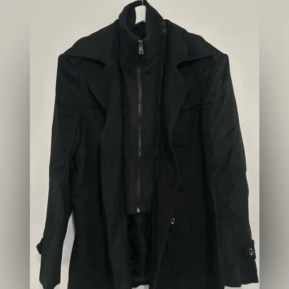 Men’s Wool/Polyester Blend Black Coat - Picture 7 of 15